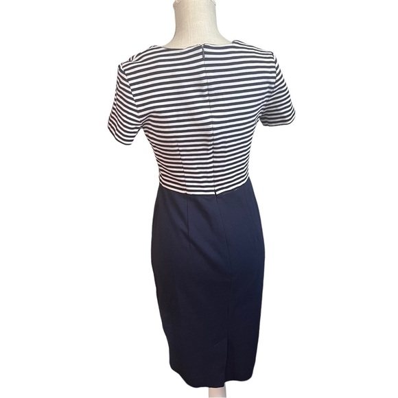 Talbots USA Made Navy White Stripe Top Navy Bottom Jersey Knit Dress Sz 8 Yacht - Picture 4 of 10